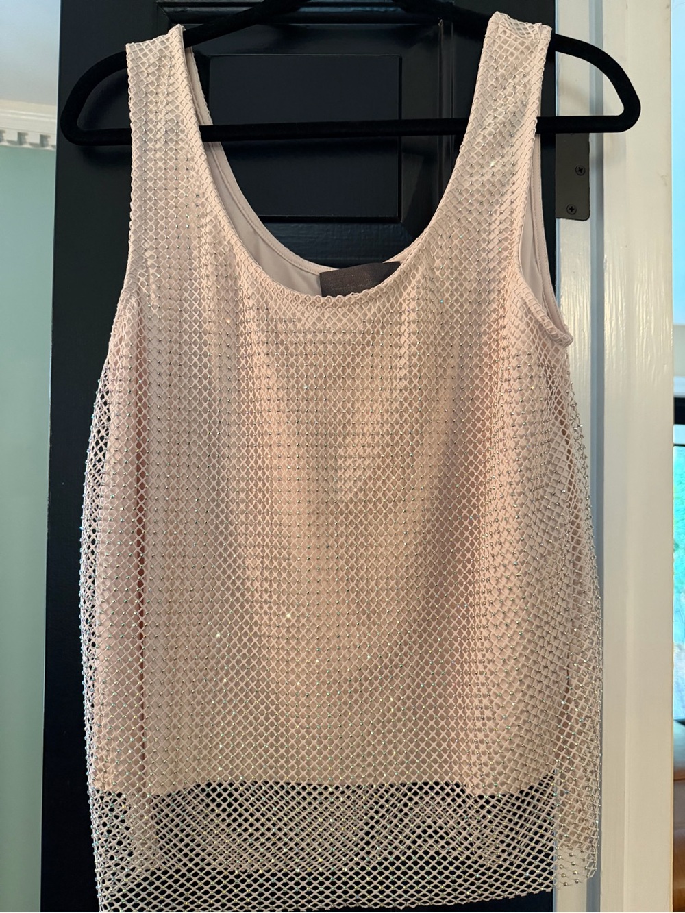 Anthropologie Blush Pink/Cream Mesh Overlay Tank M Sunday in Brooklyn